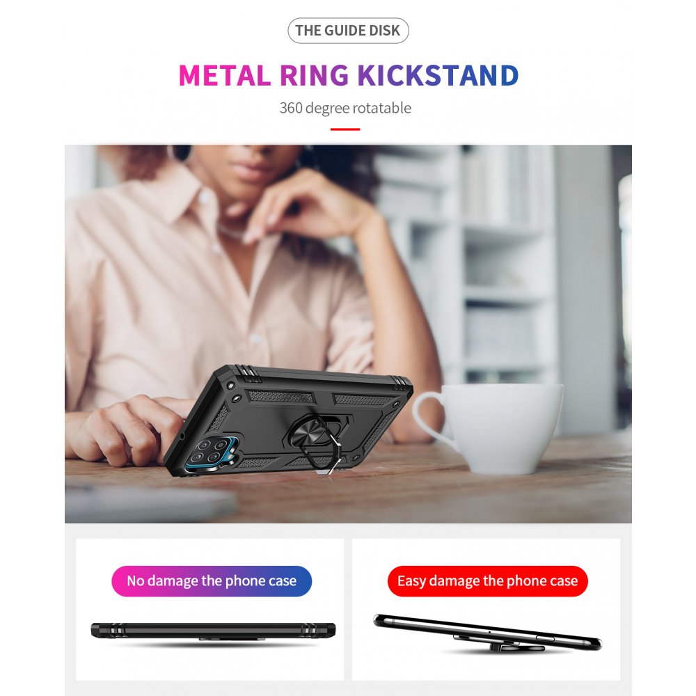 Newface Samsung Galaxy A22 Kılıf Sofya Yüzüklü Silikon Kapak - Siyah