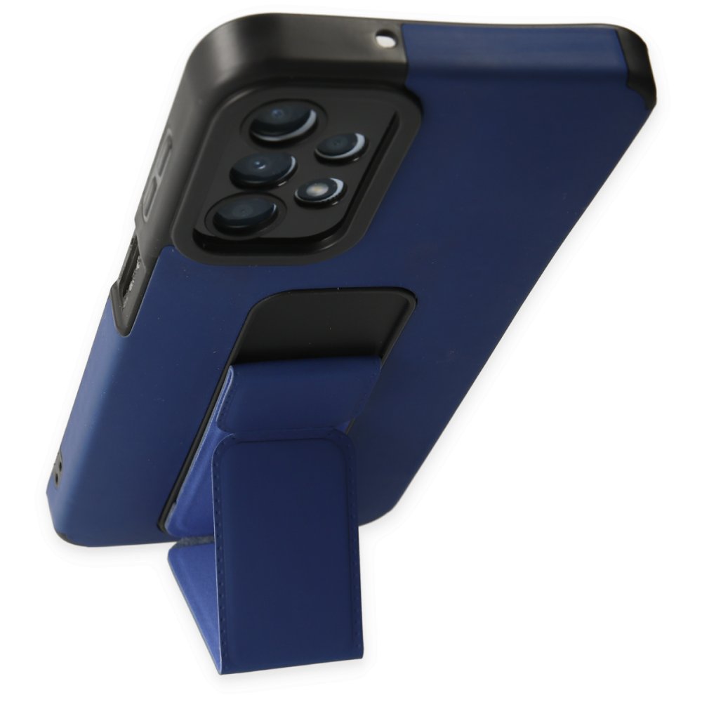 Newface Samsung Galaxy A23 4G Kılıf Mega Standlı Silikon - Mavi