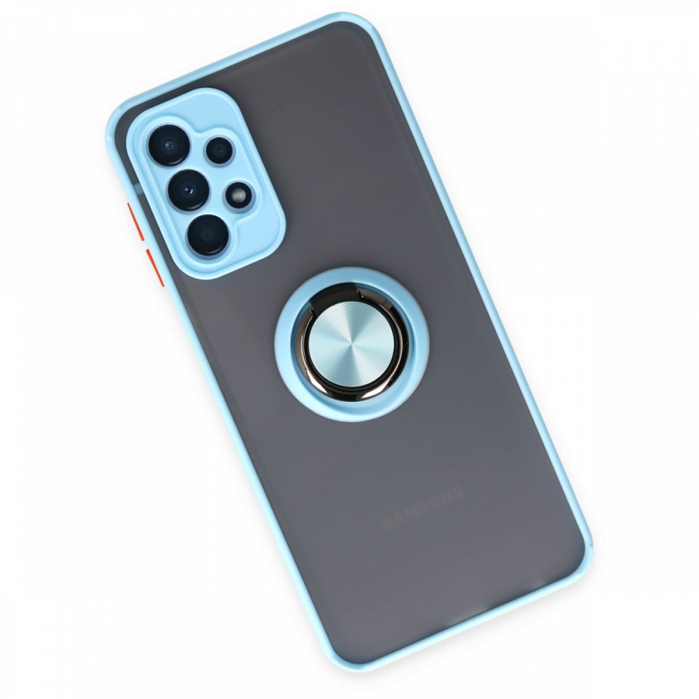 Newface Samsung Galaxy A23 4G Kılıf Montreal Yüzüklü Silikon Kapak - Buz Mavi