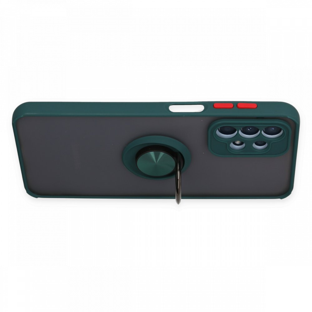 Newface Samsung Galaxy A23 4G Kılıf Montreal Yüzüklü Silikon Kapak - Yeşil