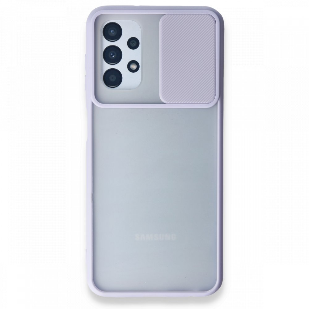 Newface Samsung Galaxy A23 4G Kılıf Palm Buzlu Kamera Sürgülü Silikon - Lila