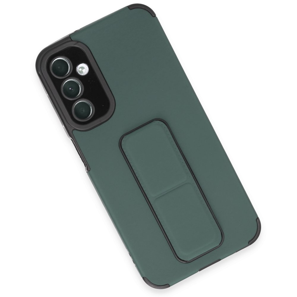 Newface Samsung Galaxy A24 4G Kılıf Mega Standlı Silikon - Yeşil