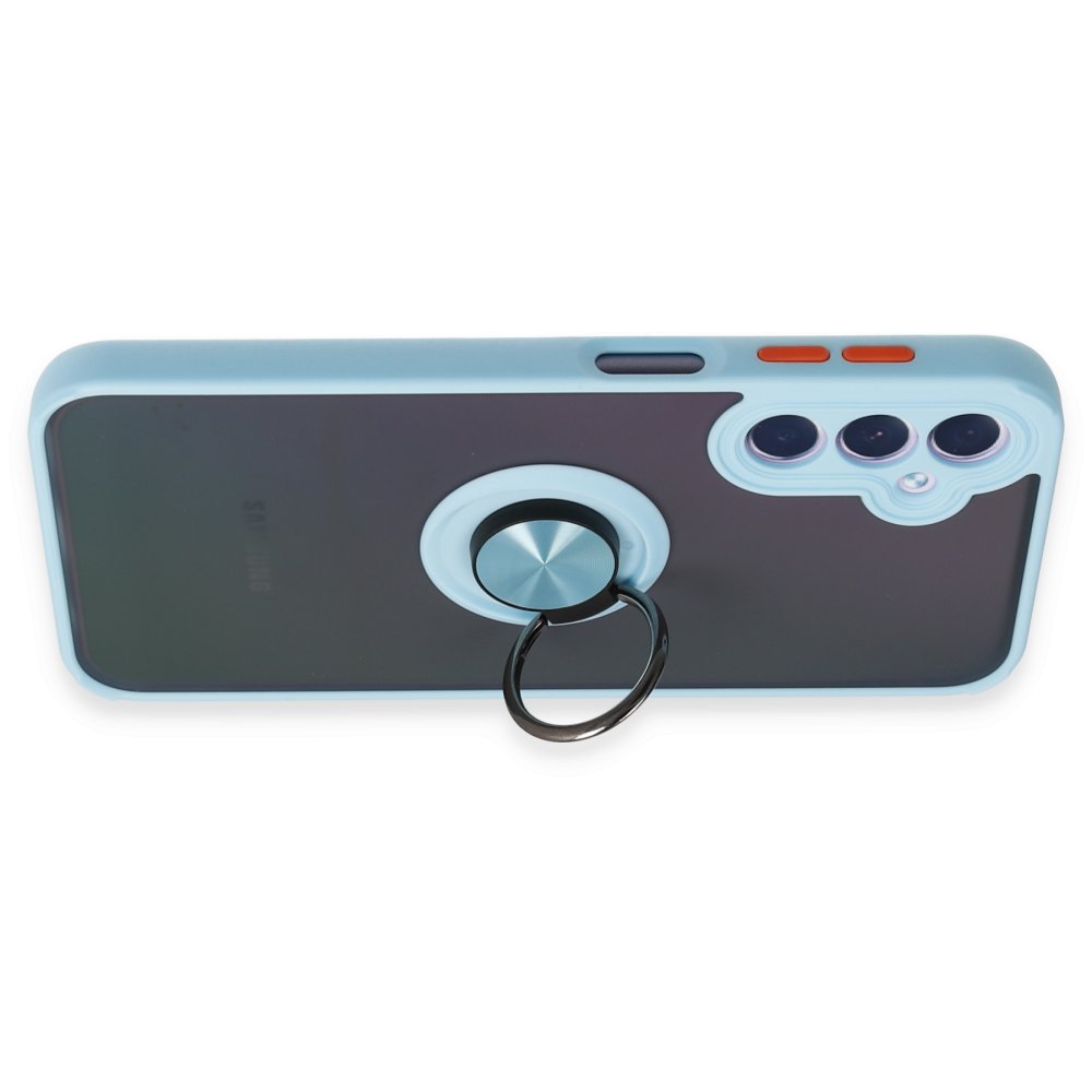 Newface Samsung Galaxy A24 4G Kılıf Montreal Yüzüklü Silikon Kapak - Buz Mavi