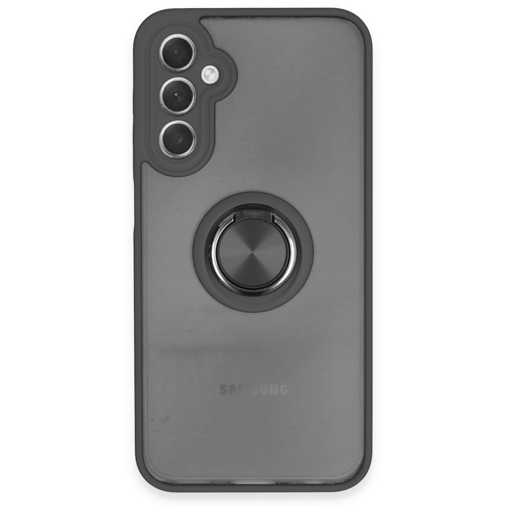 Newface Samsung Galaxy A24 4G Kılıf Montreal Yüzüklü Silikon Kapak - Siyah