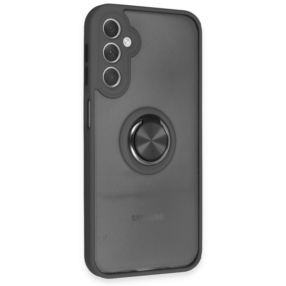 Newface Samsung Galaxy A24 4G Kılıf Montreal Yüzüklü Silikon Kapak - Siyah