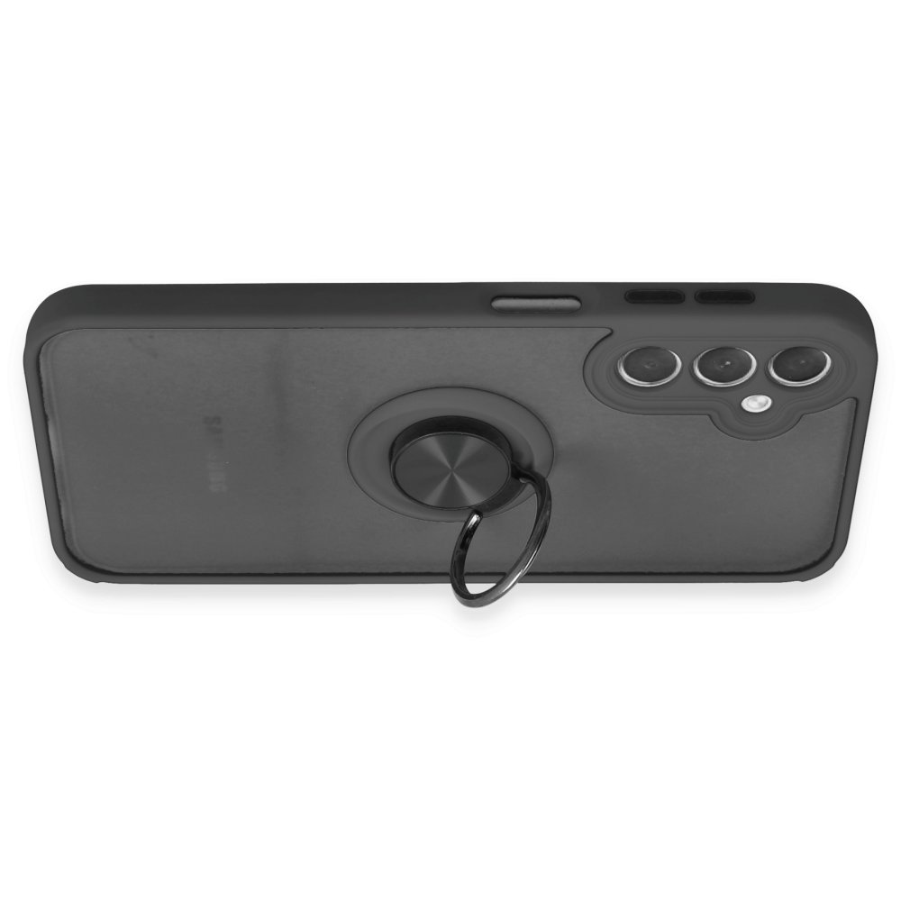 Newface Samsung Galaxy A24 4G Kılıf Montreal Yüzüklü Silikon Kapak - Siyah