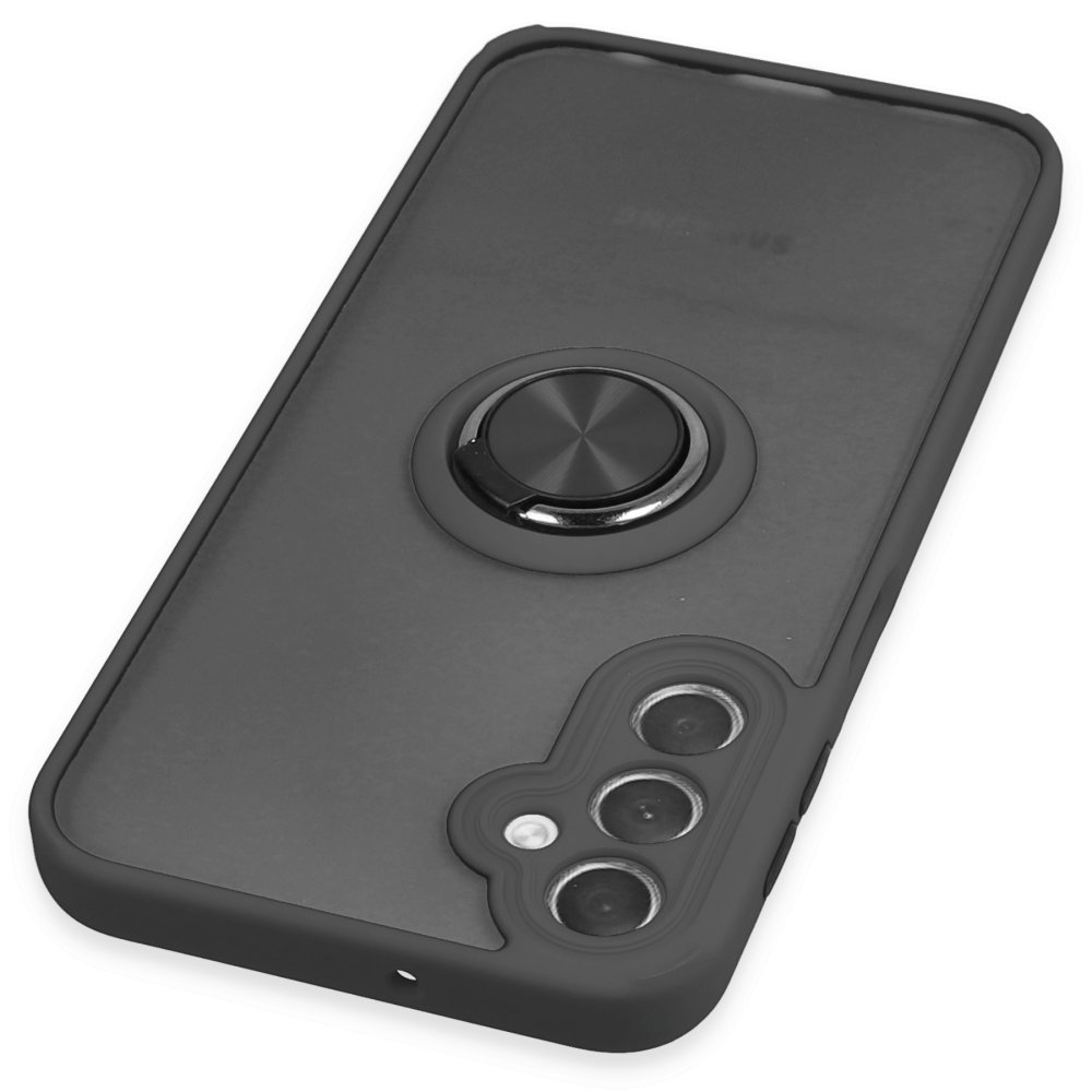 Newface Samsung Galaxy A24 4G Kılıf Montreal Yüzüklü Silikon Kapak - Siyah