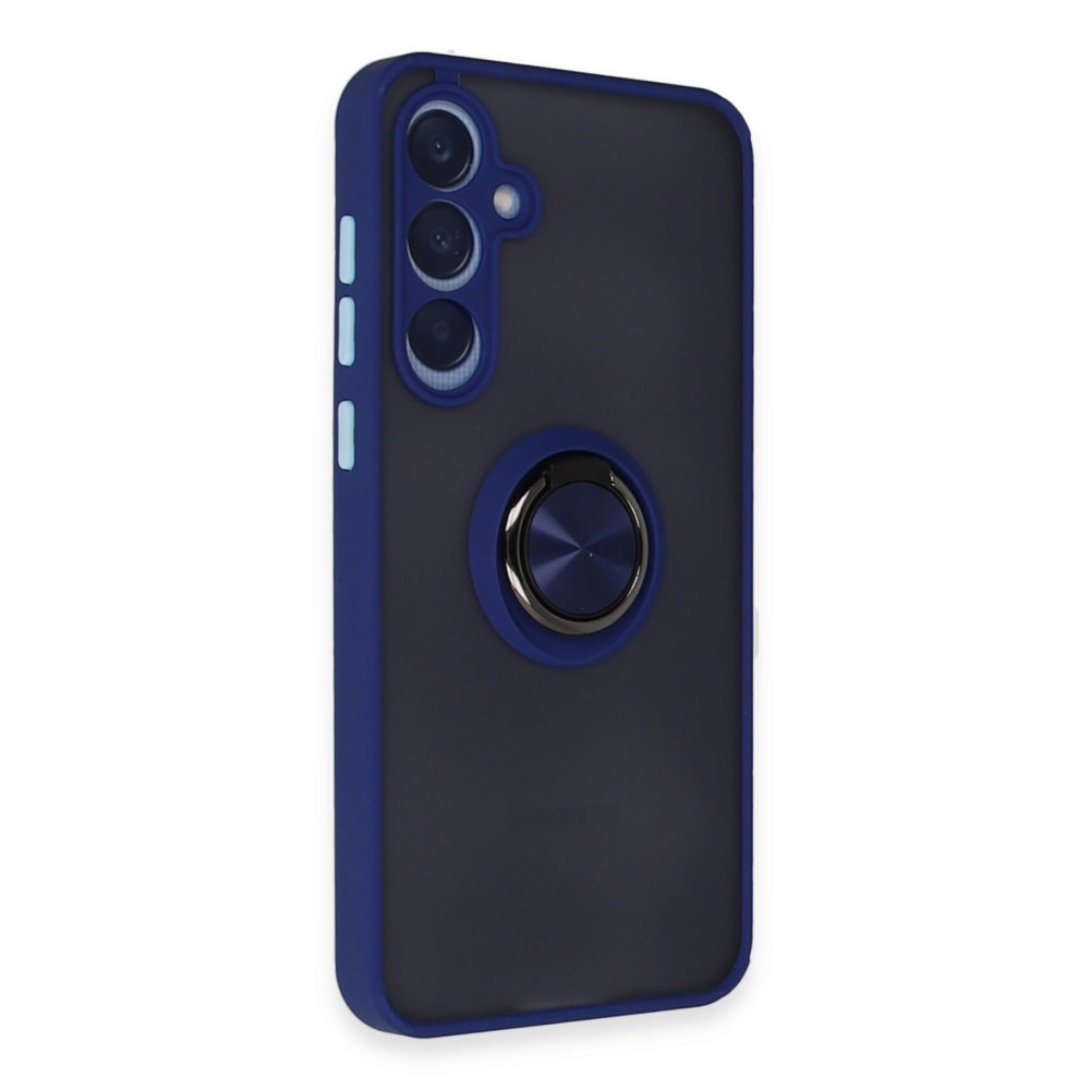 Newface Samsung Galaxy A25 5G Kılıf Montreal Yüzüklü Silikon Kapak - Lacivert