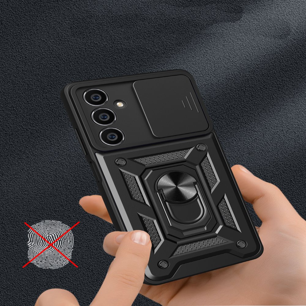 Newface Samsung Galaxy A25 5G Kılıf Pars Lens Yüzüklü Silikon - Siyah