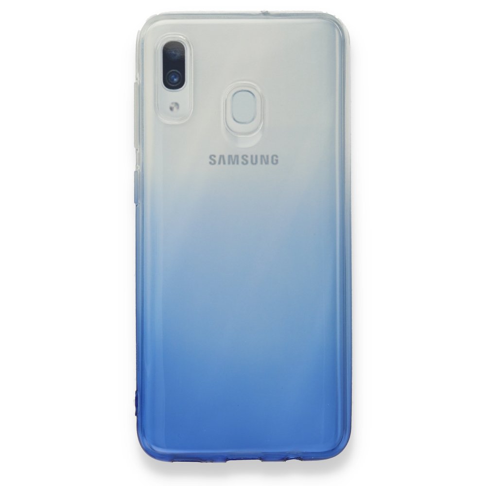 Newface Samsung Galaxy A30 Kılıf Lüx Çift Renkli Silikon - Mavi