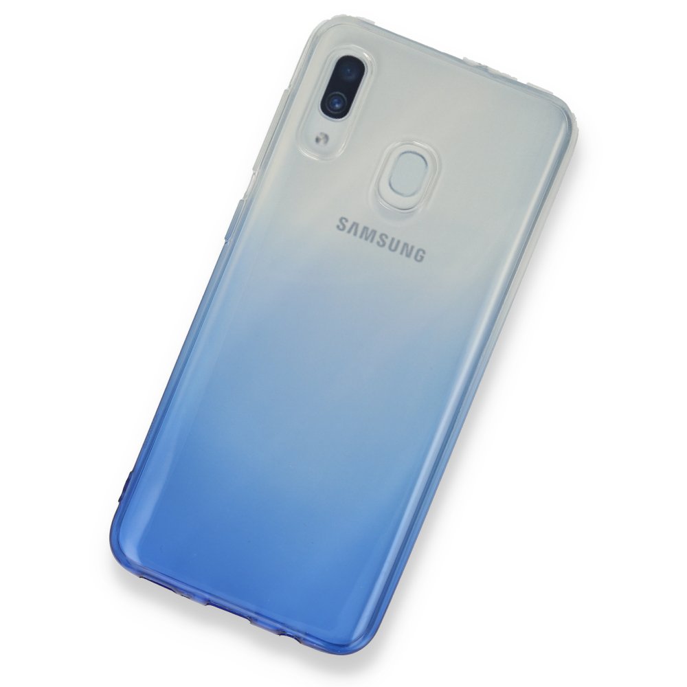 Newface Samsung Galaxy A20 Kılıf Lüx Çift Renkli Silikon - Mavi