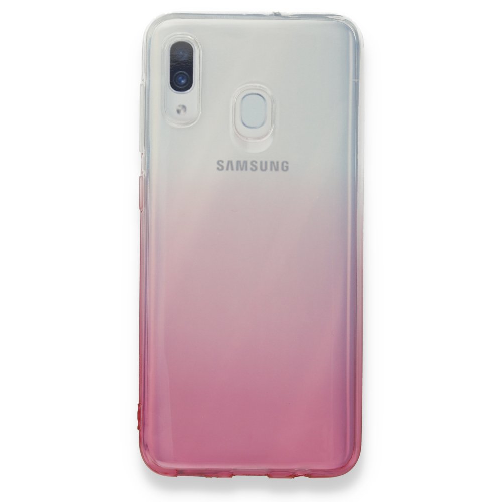 Newface Samsung Galaxy A20 Kılıf Lüx Çift Renkli Silikon - Pembe