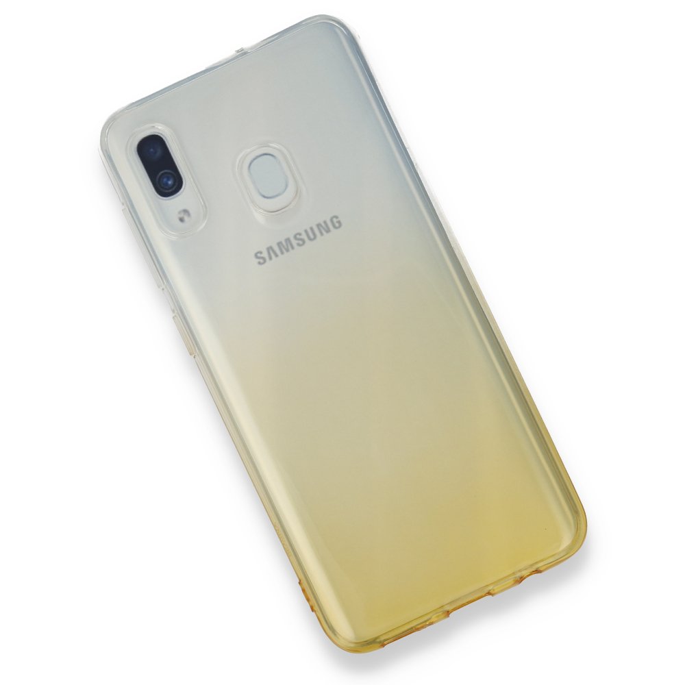 Newface Samsung Galaxy A30 Kılıf Lüx Çift Renkli Silikon - Sarı