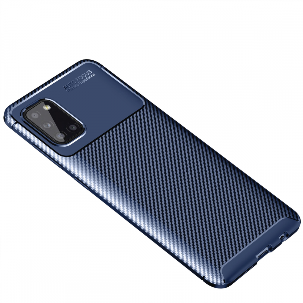 Newface Samsung Galaxy A31 Kılıf Auto Focus Karbon Kapak - Lacivert