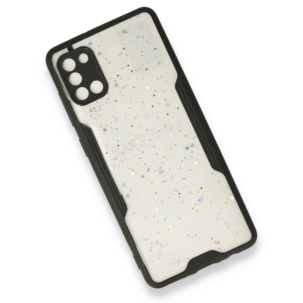 Newface Samsung Galaxy A31 Kılıf Platin Simli Silikon - Siyah