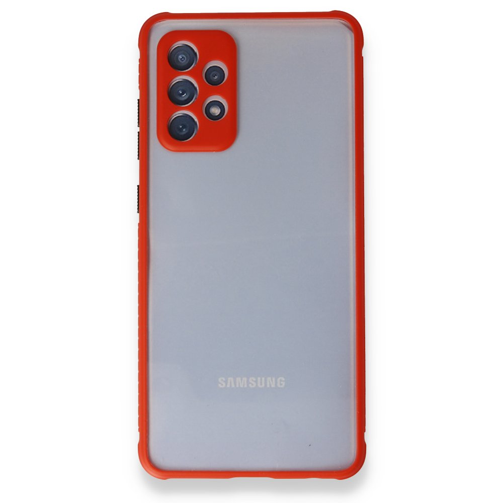 Newface Samsung Galaxy A32 5G Kılıf Miami Şeffaf Silikon  - Kırmızı