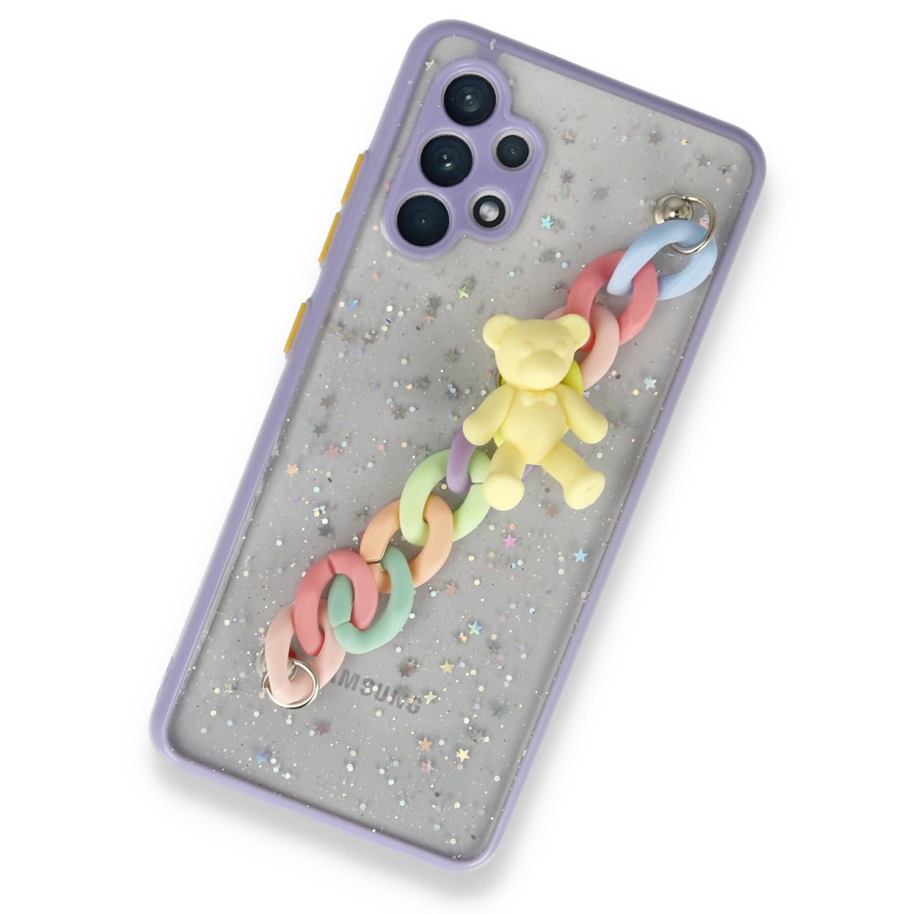 Newface Samsung Galaxy A32 Kılıf Ayıcıklı Silikon - Lila