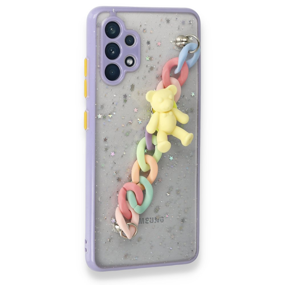 Newface Samsung Galaxy A32 Kılıf Ayıcıklı Silikon - Lila