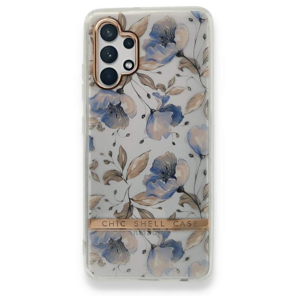 Newface Samsung Galaxy A32 Kılıf Çiçekli Silikon - Lila