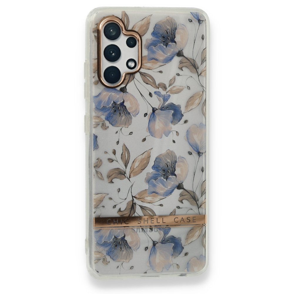 Newface Samsung Galaxy A32 Kılıf Çiçekli Silikon - Lila