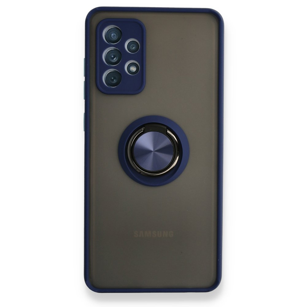 Newface Samsung Galaxy A32 Kılıf Montreal Yüzüklü Silikon Kapak - Lacivert