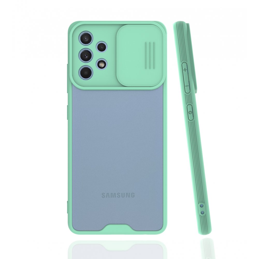 Newface Samsung Galaxy A32 Kılıf Platin Kamera Koruma Silikon - Açık Yeşil