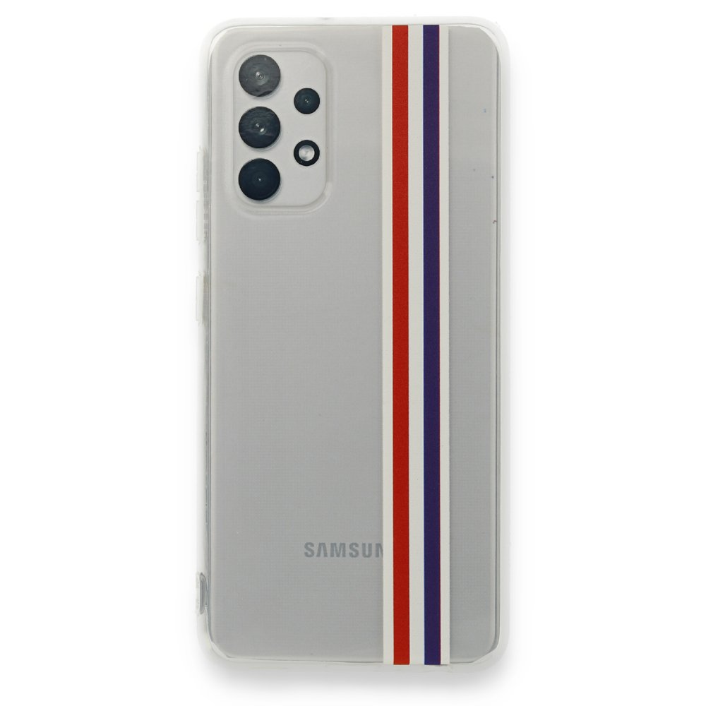 Newface Samsung Galaxy A32 Kılıf Prime Silikon - Kırmızı-Lacivert