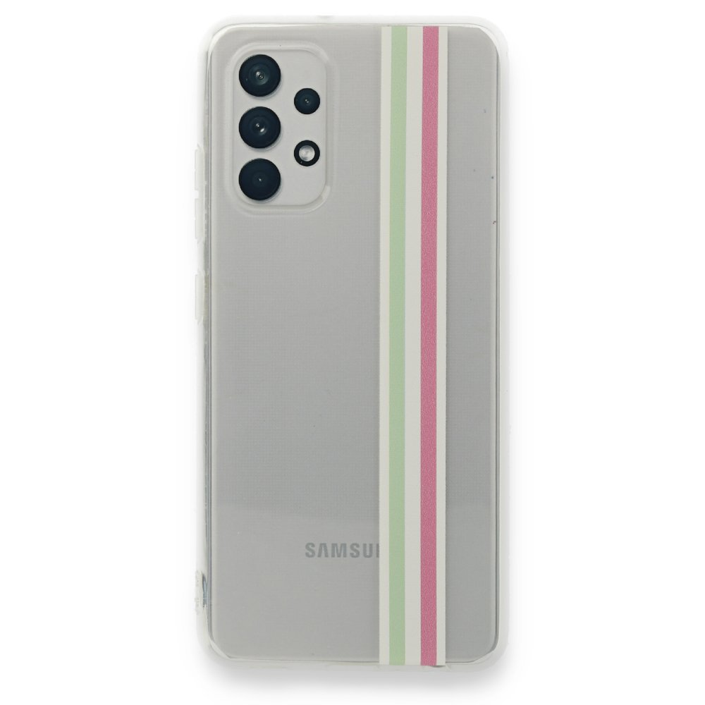 Newface Samsung Galaxy A32 Kılıf Prime Silikon - Yeşil-Pembe