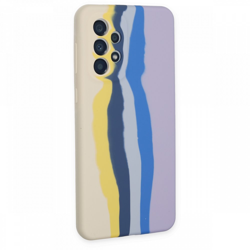 Newface Samsung Galaxy A33 5G Kılıf Ebruli Lansman Silikon - Sarı-Lila