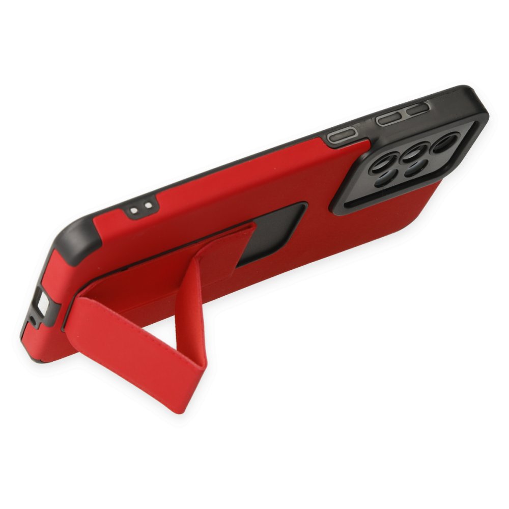 Newface Samsung Galaxy A33 5G Kılıf Mega Standlı Silikon - Kırmızı