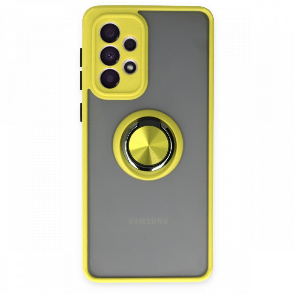 Newface Samsung Galaxy A33 5G Kılıf Montreal Yüzüklü Silikon Kapak - Sarı