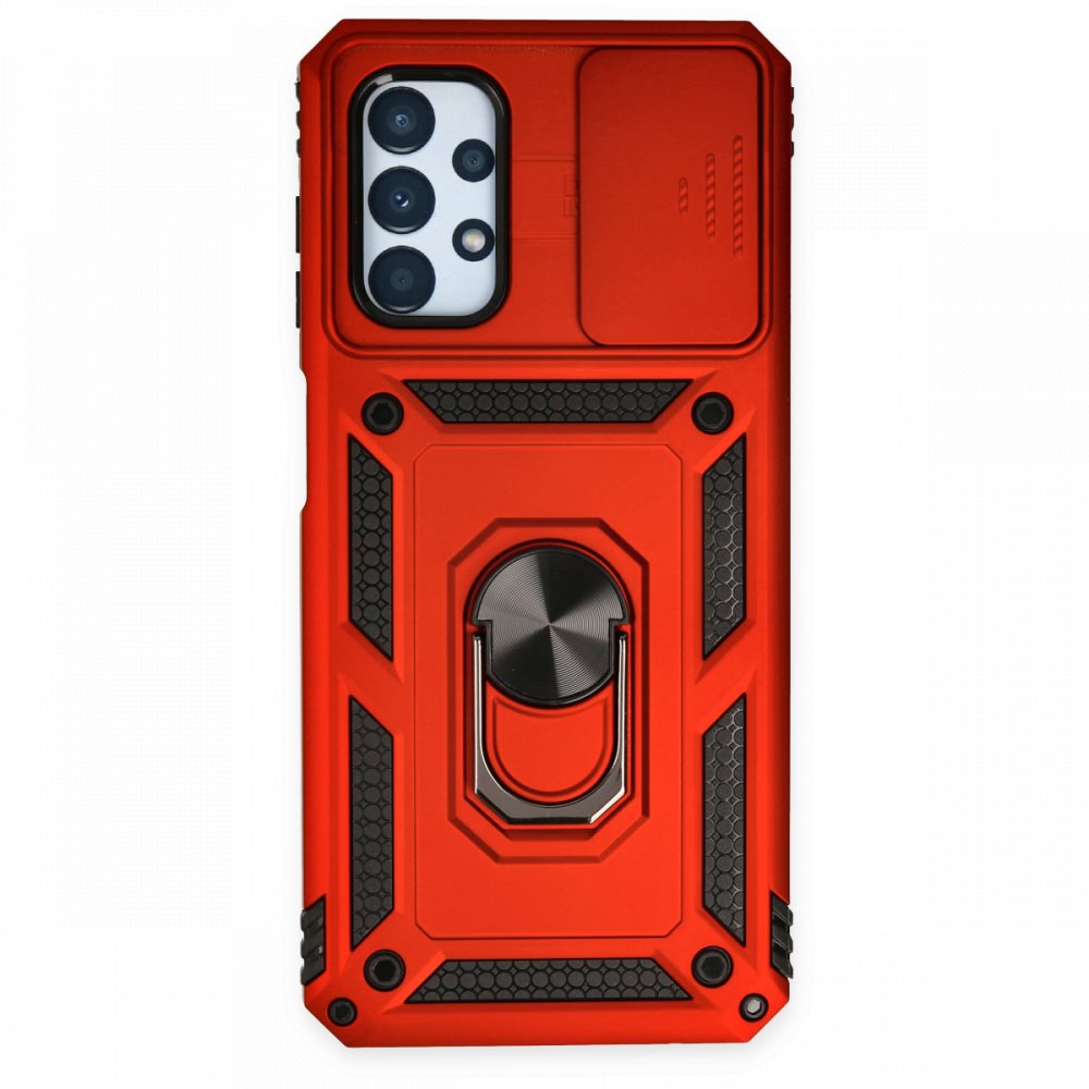 Newface Samsung Galaxy A33 5G Kılıf Pars Lens Yüzüklü Silikon - Kırmızı