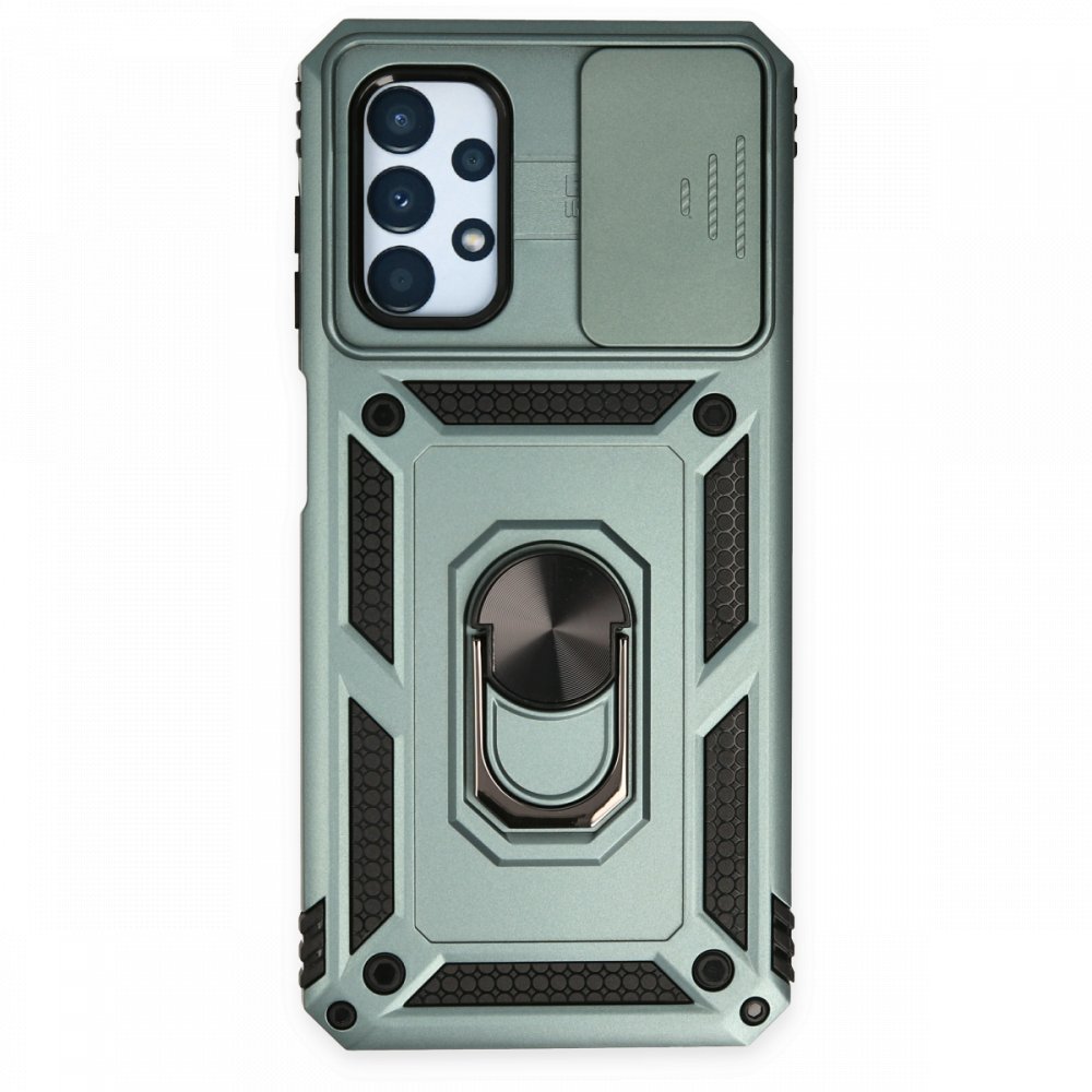 Newface Samsung Galaxy A33 5G Kılıf Pars Lens Yüzüklü Silikon - Yeşil