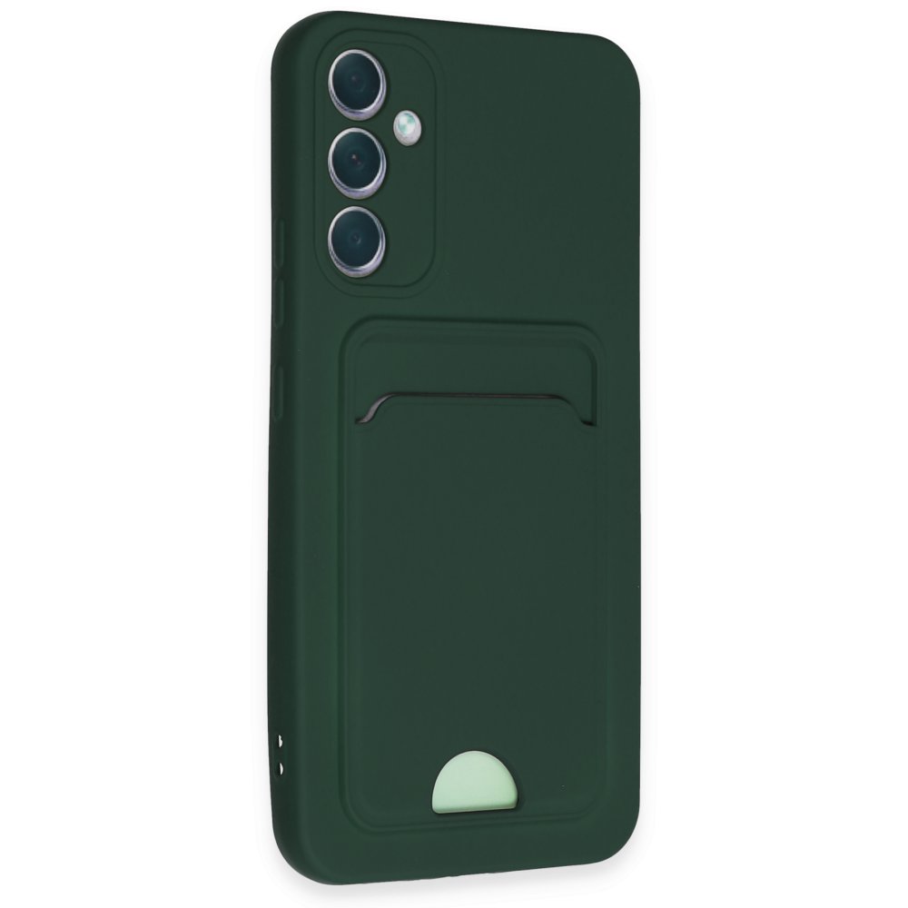 Newface Samsung Galaxy A34 5G Kılıf Kelvin Kartvizitli Silikon - Koyu Yeşil