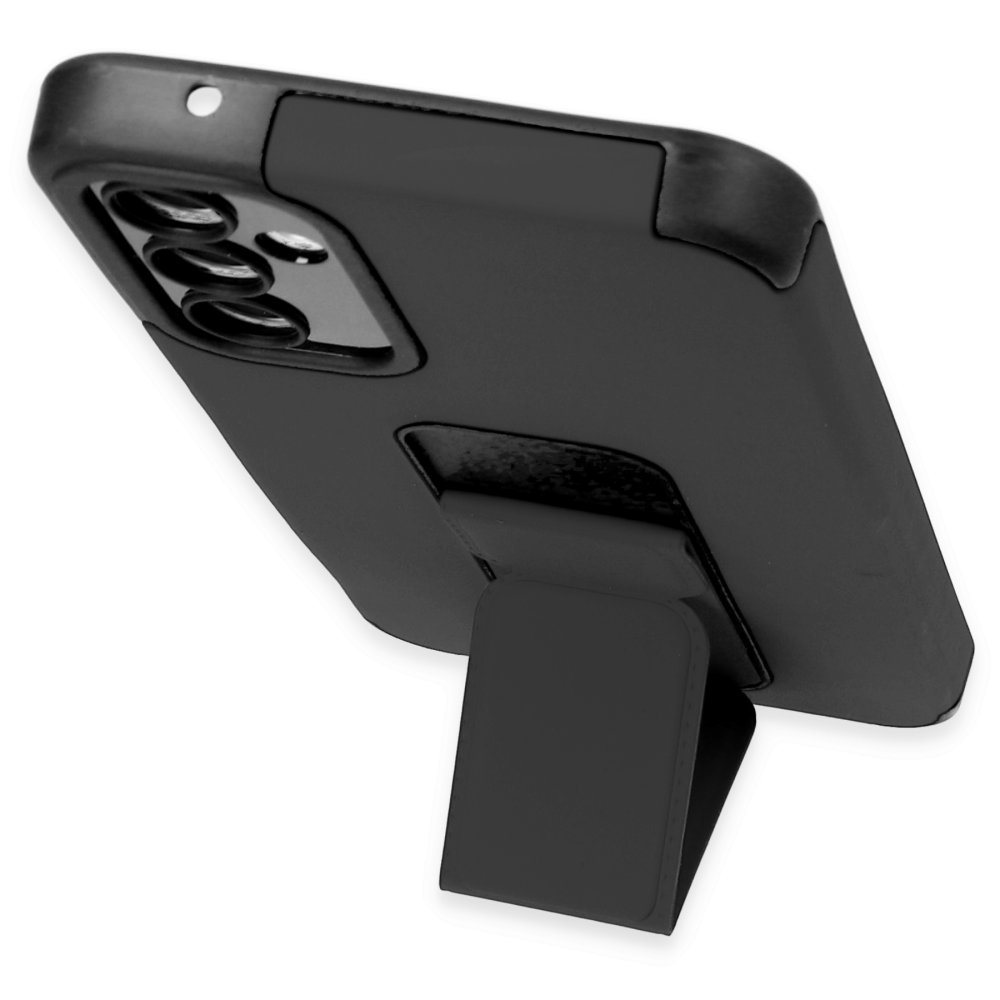 Newface Samsung Galaxy A34 5G Kılıf Mega Standlı Silikon - Siyah