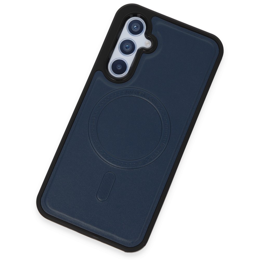 Newface Samsung Galaxy A34 5G Kılıf Ozzi Magsafe Deri Kapak - Lacivert