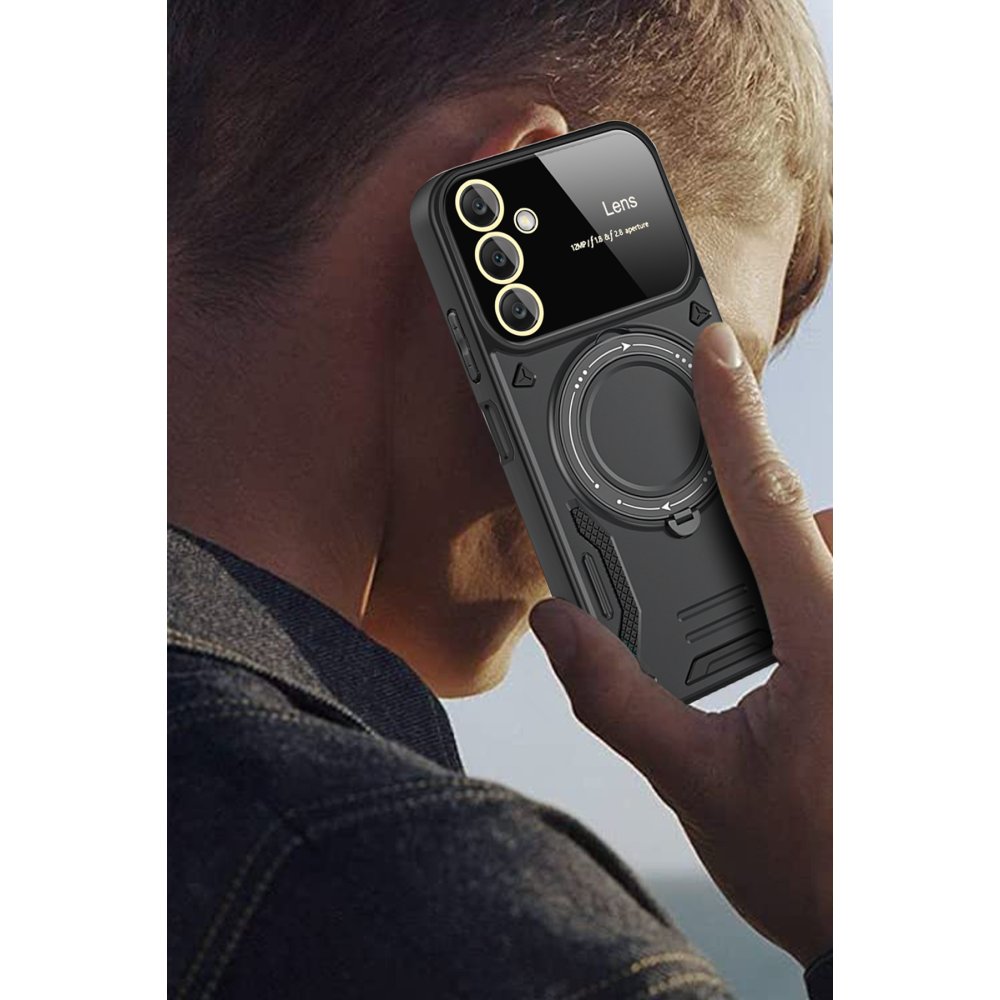 Newface Samsung Galaxy A35 5G Kılıf Joy Lens Standlı Kapak - Siyah