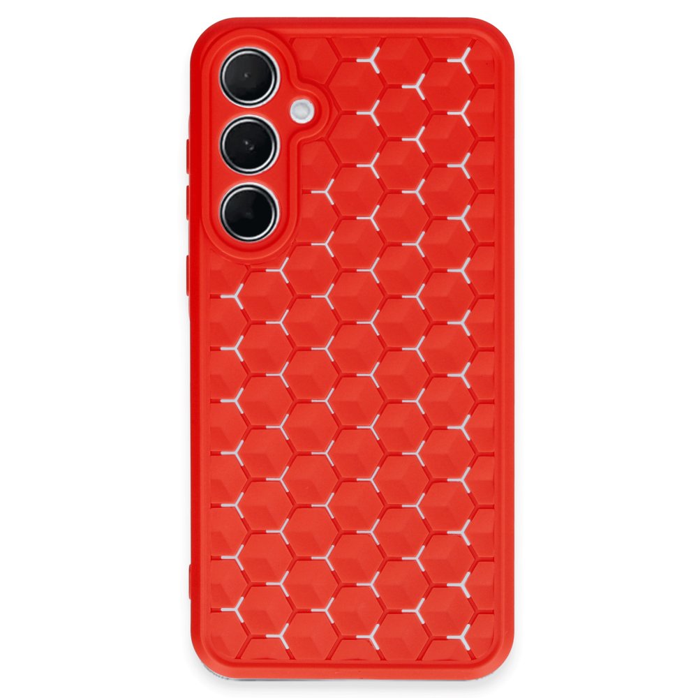 Newface Samsung Galaxy A35 5G Kılıf Petek Silikon Kapak - Kırmızı