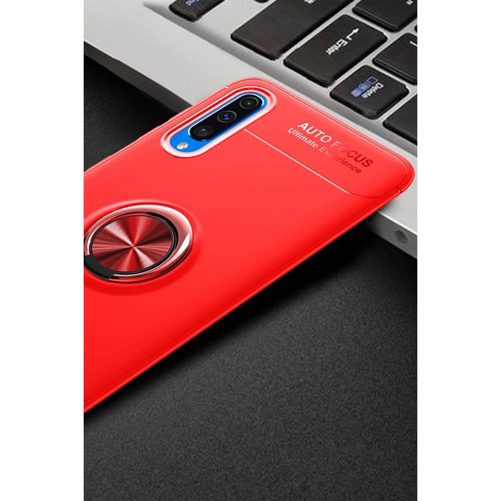 Newface Samsung Galaxy A50 Kılıf Range Yüzüklü Silikon - Kırmızı