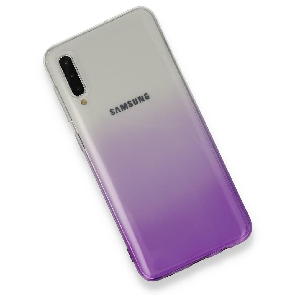 Newface Samsung Galaxy A50 Kılıf Lüx Çift Renkli Silikon - Mor