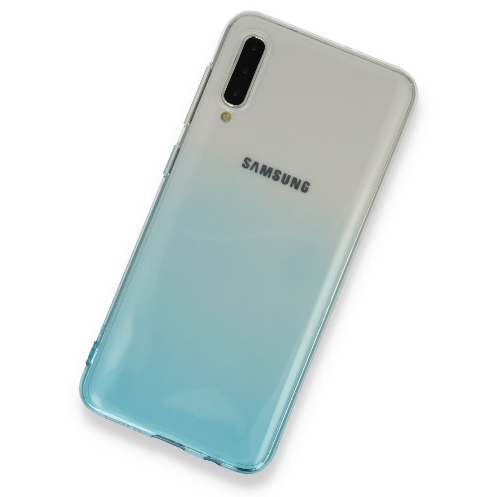 Newface Samsung Galaxy A50 Kılıf Lüx Çift Renkli Silikon - Turkuaz