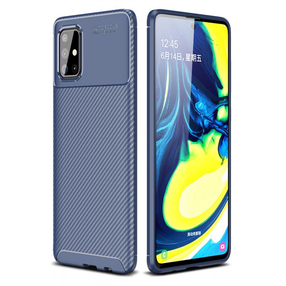 Newface Samsung Galaxy A51 Kılıf Auto Focus Karbon Kapak - Lacivert