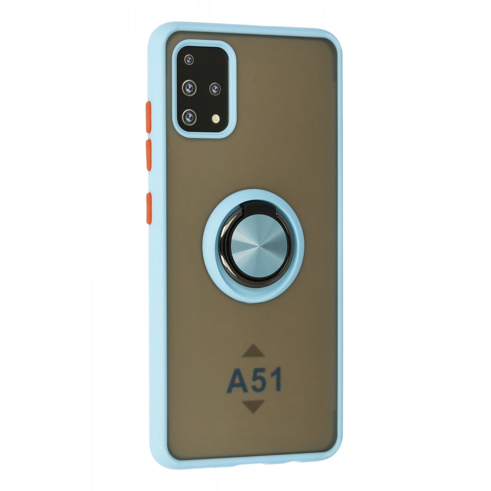Newface Samsung Galaxy A51 Kılıf Montreal Yüzüklü Silikon Kapak - Buz Mavi