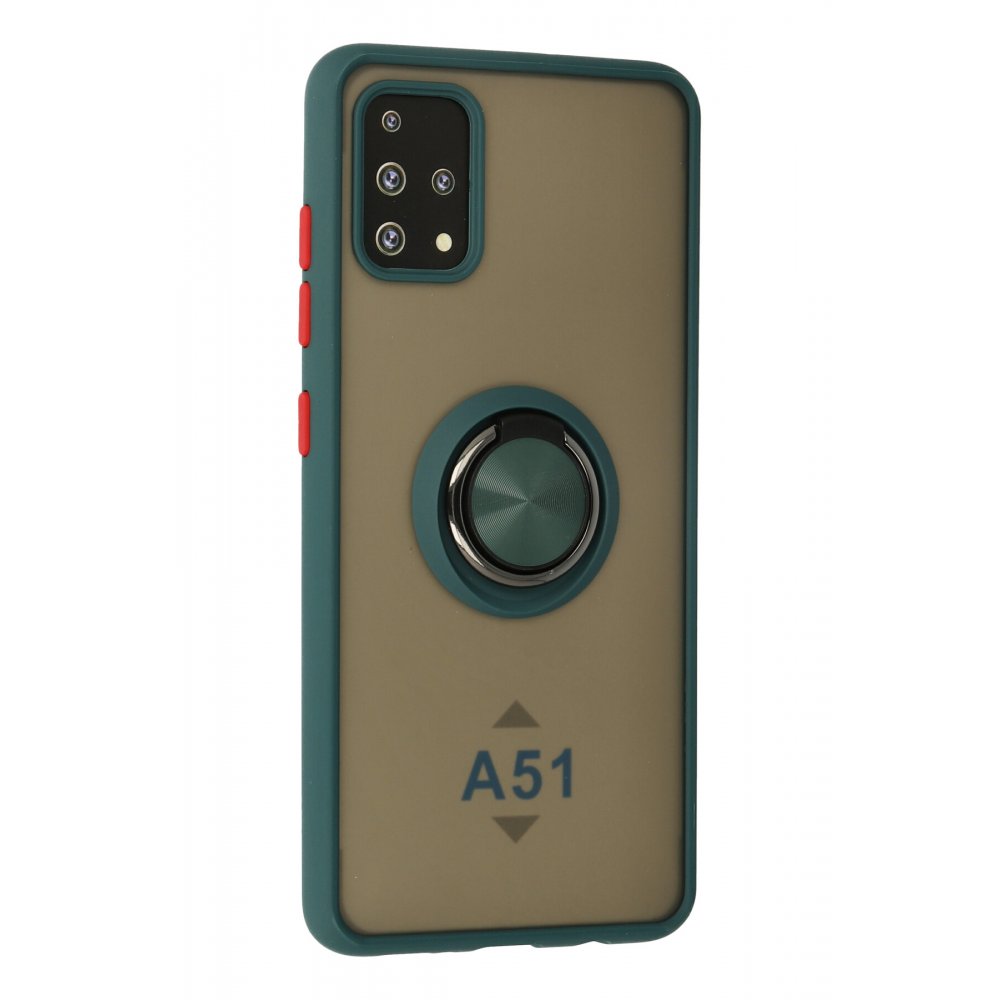 Newface Samsung Galaxy A51 Kılıf Montreal Yüzüklü Silikon Kapak - Yeşil