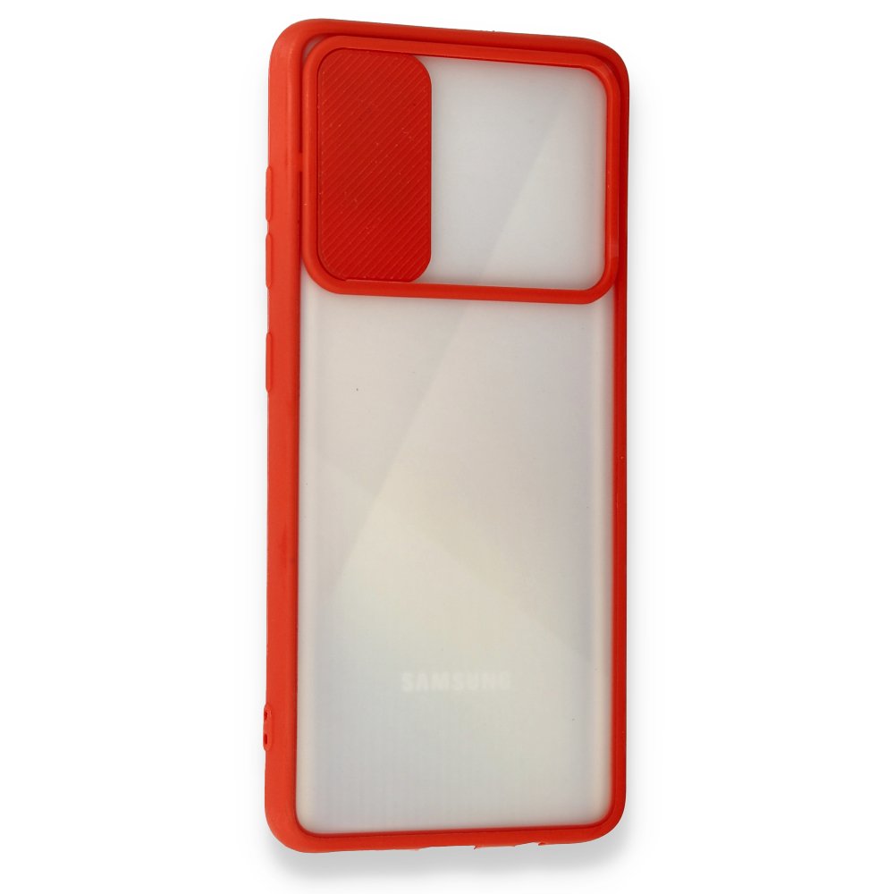 Newface Samsung Galaxy A51 Kılıf Palm Buzlu Kamera Sürgülü Silikon - Kırmızı