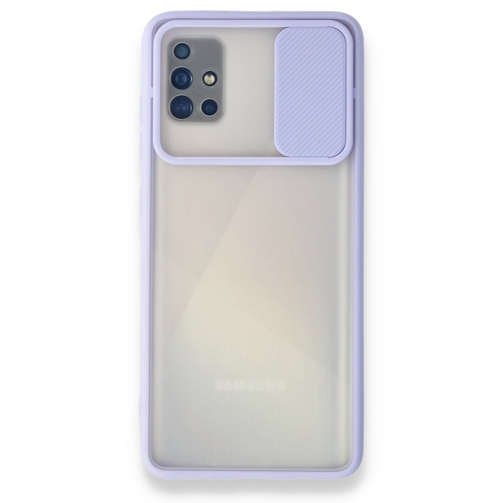 Newface Samsung Galaxy A51 Kılıf Palm Buzlu Kamera Sürgülü Silikon - Lila