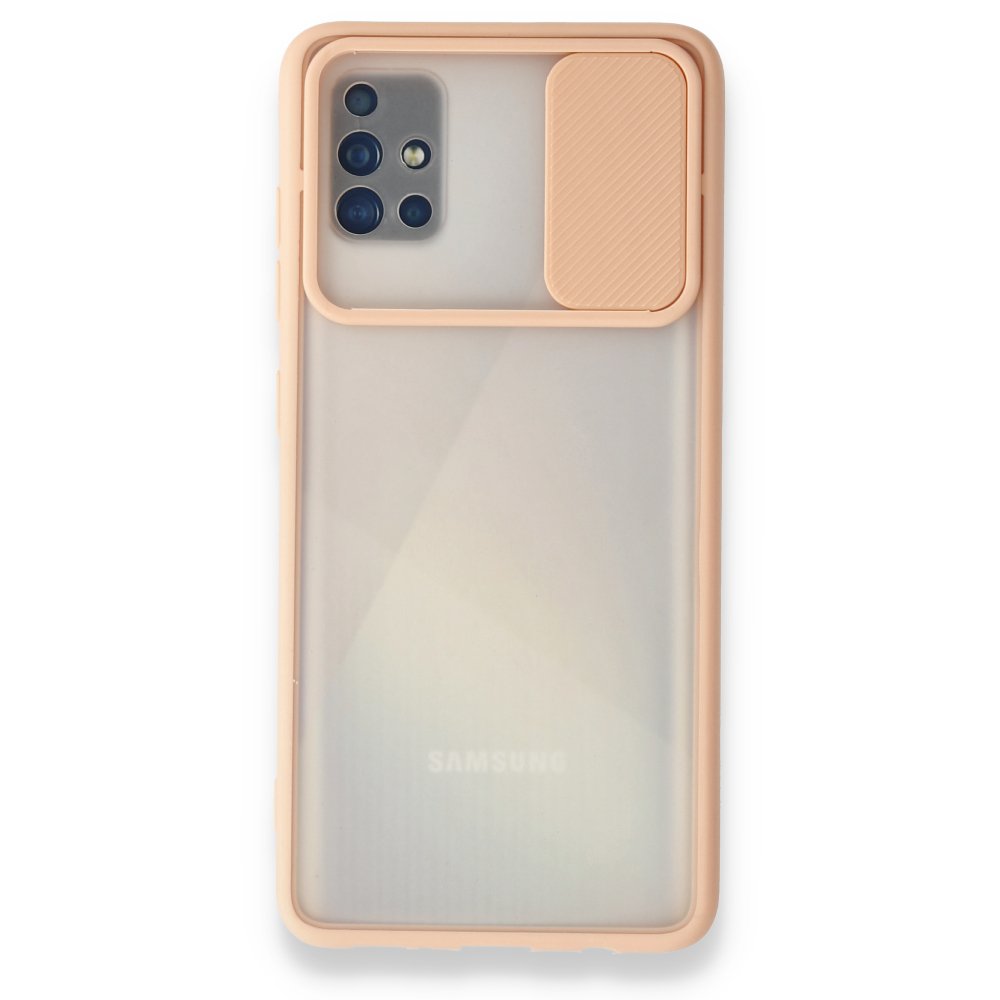 Newface Samsung Galaxy A51 Kılıf Palm Buzlu Kamera Sürgülü Silikon - Pembe