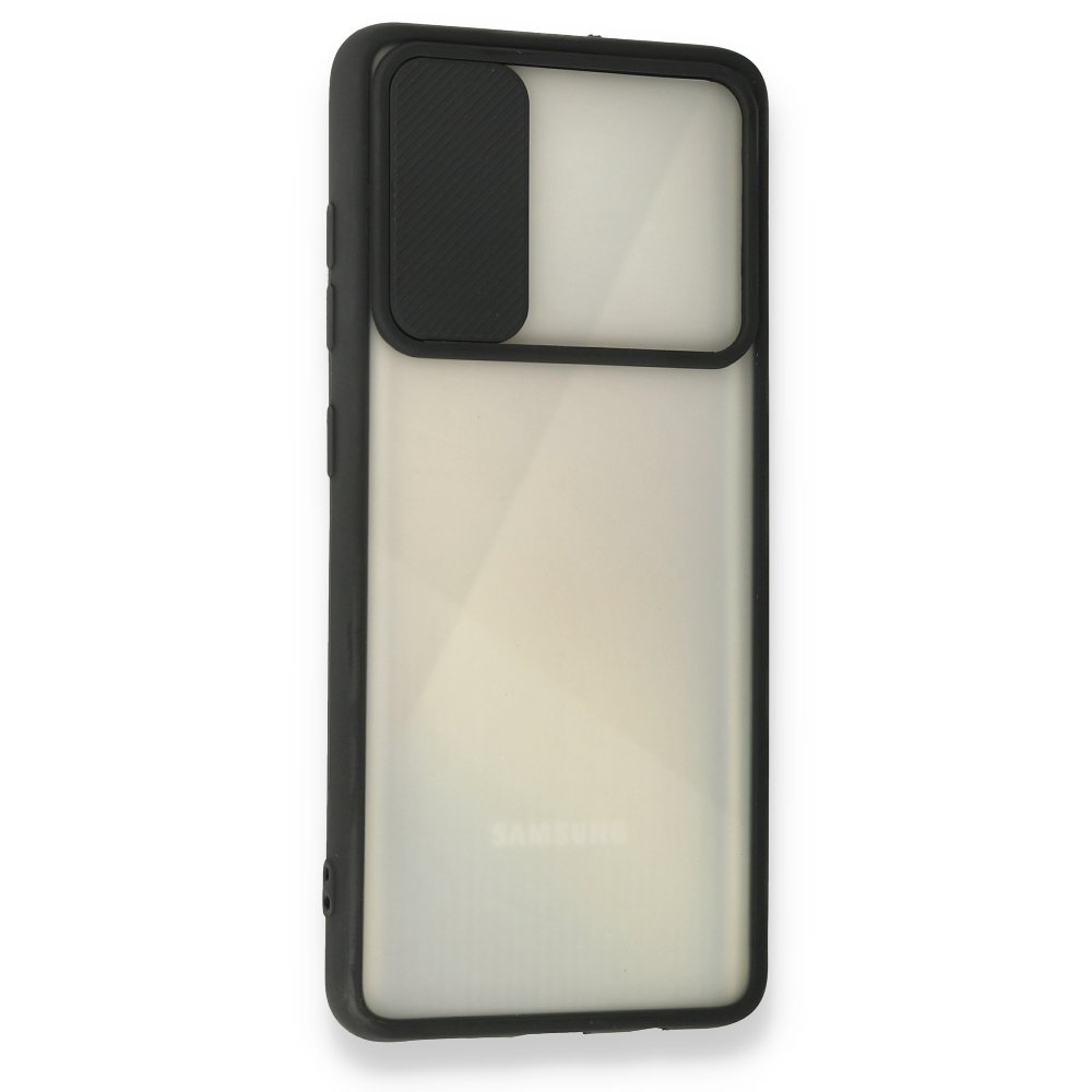 Newface Samsung Galaxy A51 Kılıf Palm Buzlu Kamera Sürgülü Silikon - Siyah