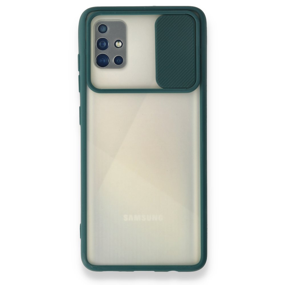 Newface Samsung Galaxy A51 Kılıf Palm Buzlu Kamera Sürgülü Silikon - Yeşil