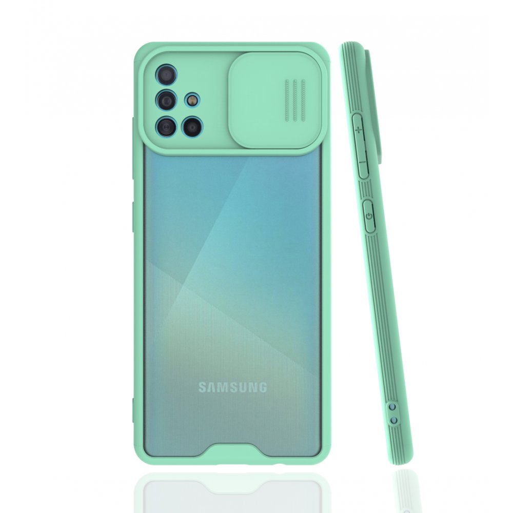 Newface Samsung Galaxy A51 Kılıf Platin Kamera Koruma Silikon - Açık Yeşil